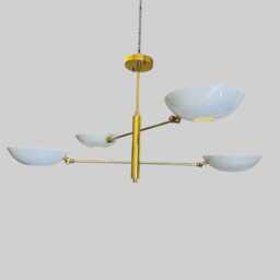 Mid Century Polished Brass 4-Light Sputnik Chandelier - thumbnail 2