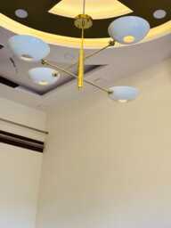 Mid Century Polished Brass 4-Light Sputnik Chandelier - thumbnail 1