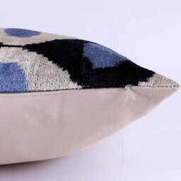 Ikat Velvet Pillow Cover, Handmade Cushion, Decorative Throw Pillow, Boho Cushion Turkish Home Decor - thumbnail 2