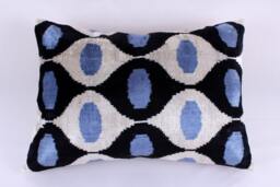 Ikat Velvet Pillow Cover, Handmade Cushion, Decorative Throw Pillow, Boho Cushion Turkish Home Decor