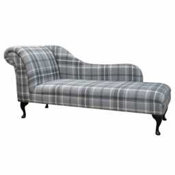 Handmade Grey Wool Tartan Large Chaise Longue Indoor Lounger, British Made - thumbnail 2