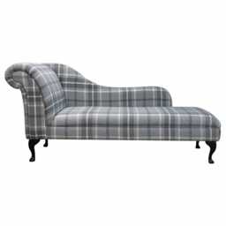 Handmade Grey Wool Tartan Large Chaise Longue Indoor Lounger, British Made - thumbnail 3