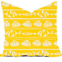 Outdoor Pillow Pillows Or Indoor Custom Cover - Yellow Citrus Gray Oyster White Nautical Modern Geometric Tribal 18x18, 16x16 - thumbnail 4