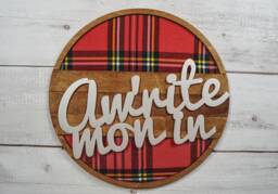 Scottish Welcome Sign Tartan Wreath, Rustic Farmhouse Decor - thumbnail 1
