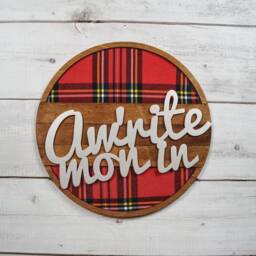 Scottish Welcome Sign Tartan Wreath, Rustic Farmhouse Decor - thumbnail 2