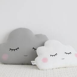Cloud Nursery Decor, Baby Pillows, Boy & Girl Birthday Gift Gray With White Infant Throw Cushion Kids Playroom Sky Shaped Plush Toy Custom - thumbnail 3