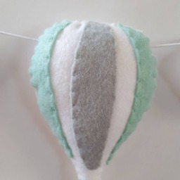 Hot Air Balloon Garland, Boys Room, Nursery Decor, Adventure, Kids Wall Hanging, New Baby Gift, Clouds, Nursery, Felt Mint, Grey - thumbnail 2