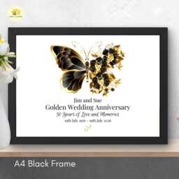 Personalised 50Th Wedding Anniversary Framed Print Golden Gift - A4 Or A3 Size - thumbnail 3