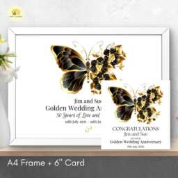 Personalised 50Th Wedding Anniversary Framed Print Golden Gift - A4 Or A3 Size - thumbnail 4