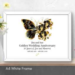 Personalised 50Th Wedding Anniversary Framed Print Golden Gift - A4 Or A3 Size - thumbnail 2