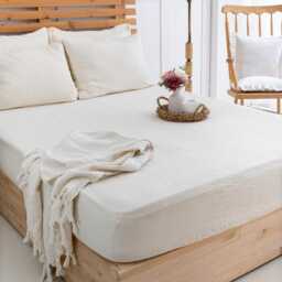 Organic Muslin Fitted Bed Sheet King Size Natural Cotton Bedding - thumbnail 3