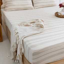 Organic Muslin Fitted Bed Sheet King Size Natural Cotton Bedding - thumbnail 4