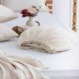 Organic Muslin Fitted Bed Sheet King Size Natural Cotton Bedding - thumbnail 2