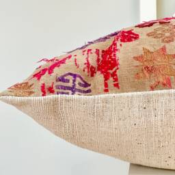 Pink Neutral Tribal Hemp Hand Woven Natural Dye Color Lumbar Pillow Cover - thumbnail 3