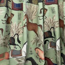 Arabian Horses Cushion Cover Green Animal Print Velvet Pillowcase - thumbnail 3