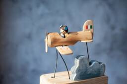 Wooden Airplane Automate Handcrafted. Kinetic Sculpture, Automaton Handmade Wood. Original Gift, Figurine Automatic. Gifts Idea