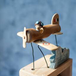 Wooden Airplane Automate Handcrafted. Kinetic Sculpture, Automaton Handmade Wood. Original Gift, Figurine Automatic. Gifts Idea - thumbnail 2
