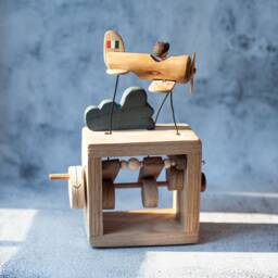 Wooden Airplane Automate Handcrafted. Kinetic Sculpture, Automaton Handmade Wood. Original Gift, Figurine Automatic. Gifts Idea - thumbnail 3