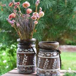Himachal Decorative Wooden Vase, Rustic Decor - thumbnail 2
