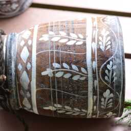 Himachal Decorative Wooden Vase, Rustic Decor - thumbnail 4