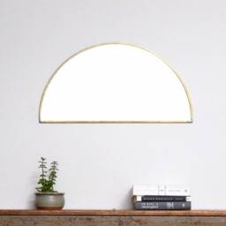 Half Circle Mirror Brass Border Handmade Wall Round Oval Modern Gold Metal Frame Flux Glass Etsy Tv Television Commercial - thumbnail 2