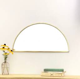 Half Circle Mirror Brass Border Handmade Wall Round Oval Modern Gold Metal Frame Flux Glass Etsy Tv Television Commercial