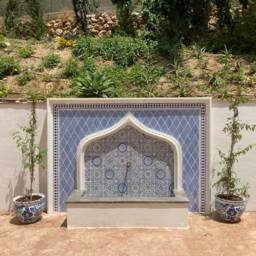 Ceramic Floral Wall Art Tile Suzani Design, Aqua & White - 20cm/7.9 - thumbnail 4