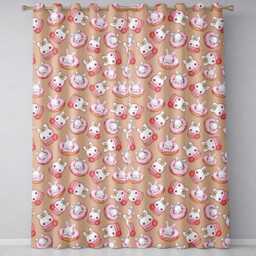 Cute Bunny Donut Strawberry Dessert Kawaii Peach Background Seamless Pattern Readymade Eyelet Ring Top Thermal 100% Blackout Curtains - thumbnail 2