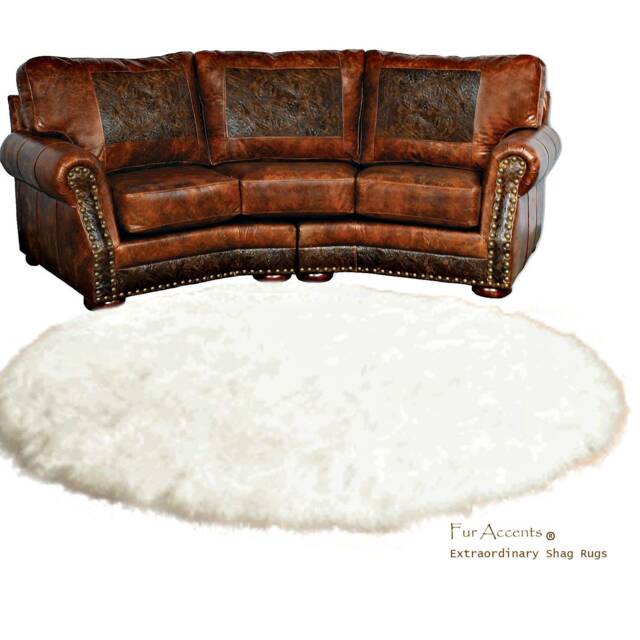 Handmade Plush Faux Fur Round Rug - White Shaggy Sheepskin Accent - image 1
