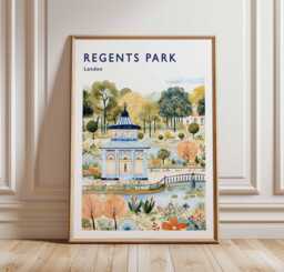 Regents Park London Travel Poster British Nature Art Print - thumbnail 1