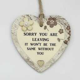 Super Cute Sorry You Are Leaving Wooden Gift Heart Plaque/Sign - thumbnail 2
