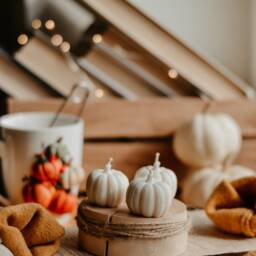 Pumpkin Candles, Fall Decor, Decor, Halloween Candle, Autumn White Pumpkin, Gift For - thumbnail 2