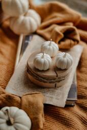Pumpkin Candles, Fall Decor, Decor, Halloween Candle, Autumn White Pumpkin, Gift For - thumbnail 1