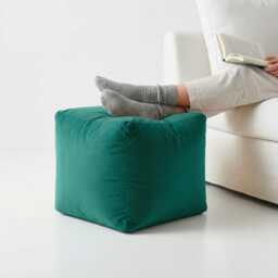Teal Green Plush Velvet Ottoman Beanbag Pouf, Bean Bag Footstool, 5 Sizes - thumbnail 1