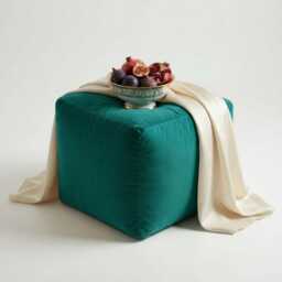 Teal Green Plush Velvet Ottoman Beanbag Pouf, Bean Bag Footstool, 5 Sizes - thumbnail 2