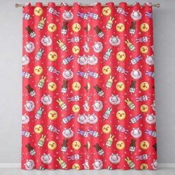 Cute Easter Bunny Ice Cream Donut Chick Kawaii Red Star Background Seamless Pattern Readymade Eyelet Ring Top Thermal 100% Blackout Curtains - thumbnail 2