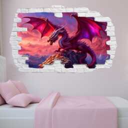 Treasure Dragon Wall Sticker - Epic Fantasy Mural Decal - Self-Adhesive, Removable Art For Kids' Rooms, Gamer Spaces, Office Decor 1299 - thumbnail 3