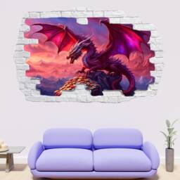 Treasure Dragon Wall Sticker - Epic Fantasy Mural Decal - Self-Adhesive, Removable Art For Kids' Rooms, Gamer Spaces, Office Decor 1299