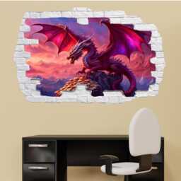 Treasure Dragon Wall Sticker - Epic Fantasy Mural Decal - Self-Adhesive, Removable Art For Kids' Rooms, Gamer Spaces, Office Decor 1299 - thumbnail 2