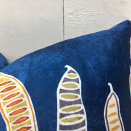 Handwoven Silk Ikat Pillow Cover 12x20 - Blue Velvet Replica - thumbnail 3