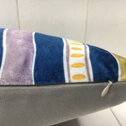 Handwoven Silk Ikat Pillow Cover 12x20 - Blue Velvet Replica - thumbnail 4