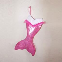 Mermaid Stocking, Tail Christmas Pink Sparkle - thumbnail 3