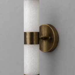 Raw Brass Wall Sconce With Alabaster Double Shade, Mid Century Bedside Lamp, Luxury Alabaster Marble Wall Sconce Vanity Light - thumbnail 3