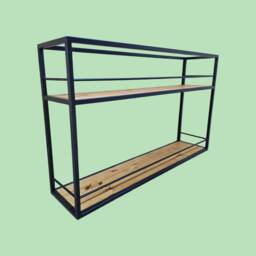Floating Wine Rack Steel & Wood Bottle Shelf - thumbnail 3