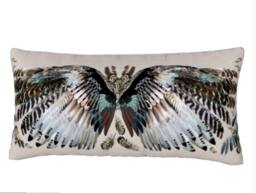Boho Throw Pillow, Lumbar Velveteen Wings Cushion, 24 X 12 Inches Soft Durable Festival Pillow Cushion Black Back Great Gift For Boho Friend