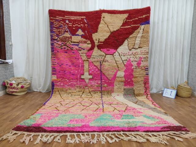 Handmade Wool Berber Rug, Abstract Tribal Design, 6.56 X 9.84 Ft - image 1