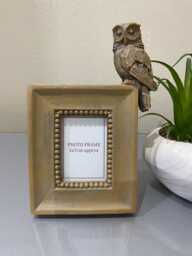 Photo Frame With Owl 5x7cm Small Resin Wood Effect Picture Desk Decor