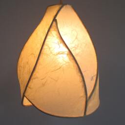 Pendant Light - Copper Sculpture & Handmade Paper Lantern Pale Yellow Unique Sculptural Fixtures - thumbnail 2