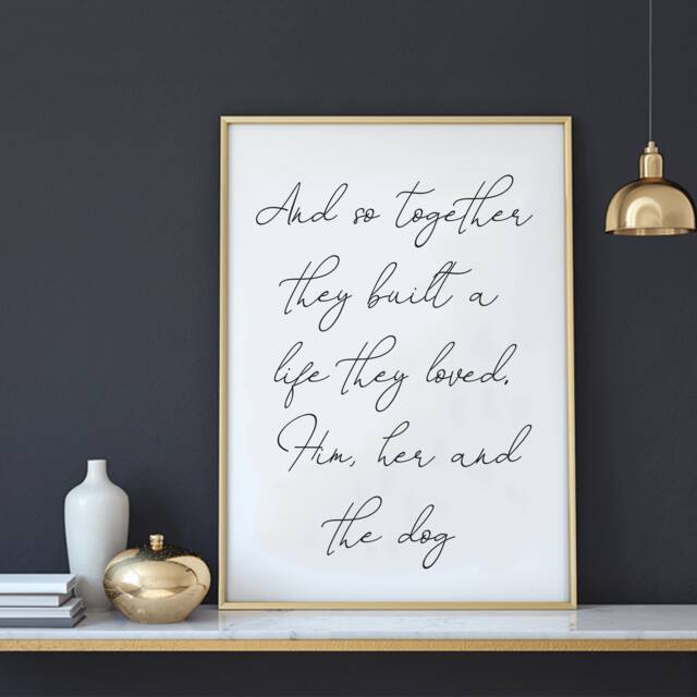 Typographic Wall Art // Couples Quote Dog Wall Family Dog Quote Art