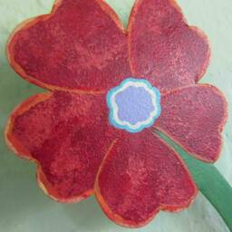 Upcycled Metal Flower Wall Art Red, Orange & Teal Vase - 3x9 - thumbnail 2